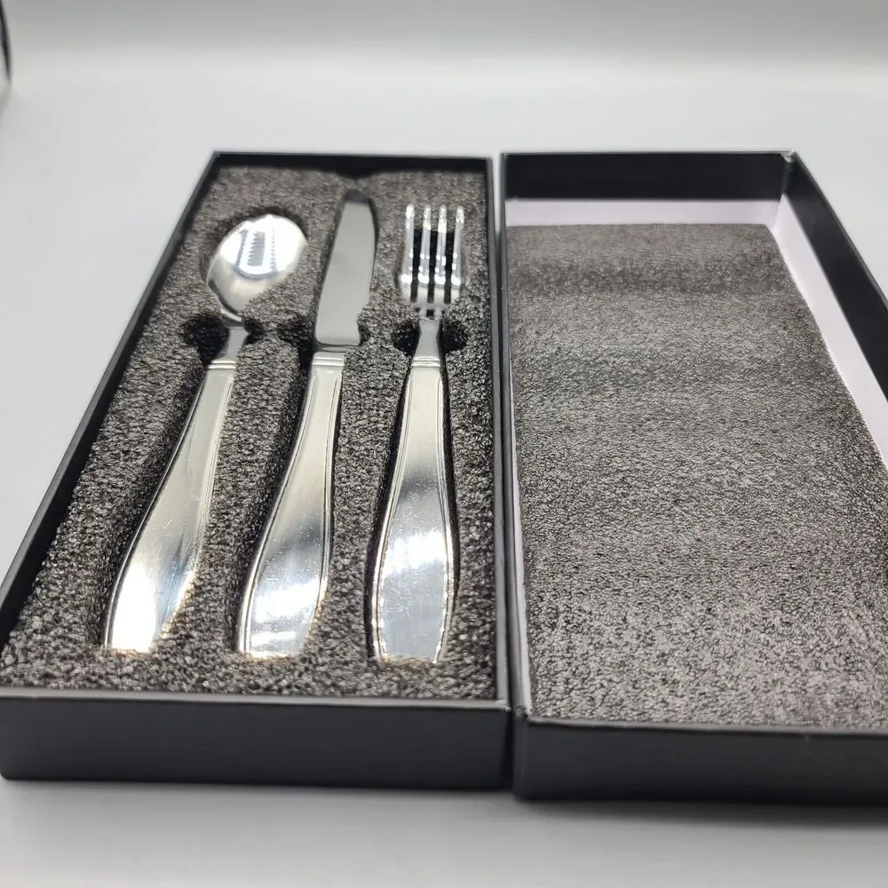 Bunmo Heavyweight Stainless Silverware Flatware Spoon Fork Knife In Box